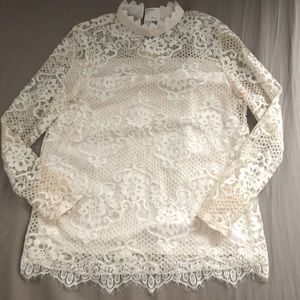 ❗️NWT Ivory Lace Nylon Long Sleeved Top